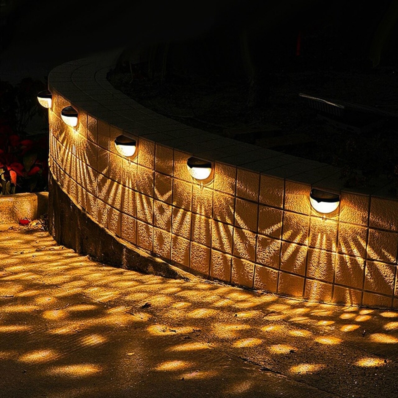 SKUSHOPS 4Pcs Solar Fence Lights Outdoor Dusk To Dawn Sensor Decorative Deck Lamps IP65 Waterproof